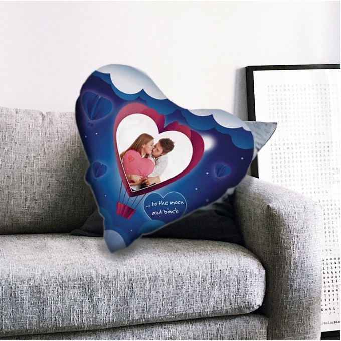 SATIN HEART PILLOW "TO THE MOON & BACK" 38x38cm