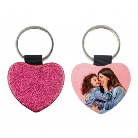 LEATHER KEYCHAIN WITH PINK GLITTER