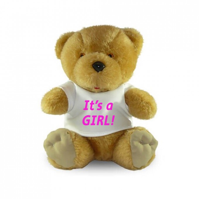 WASHING Teddy Bear "IT'S A GIRL" 25cm.